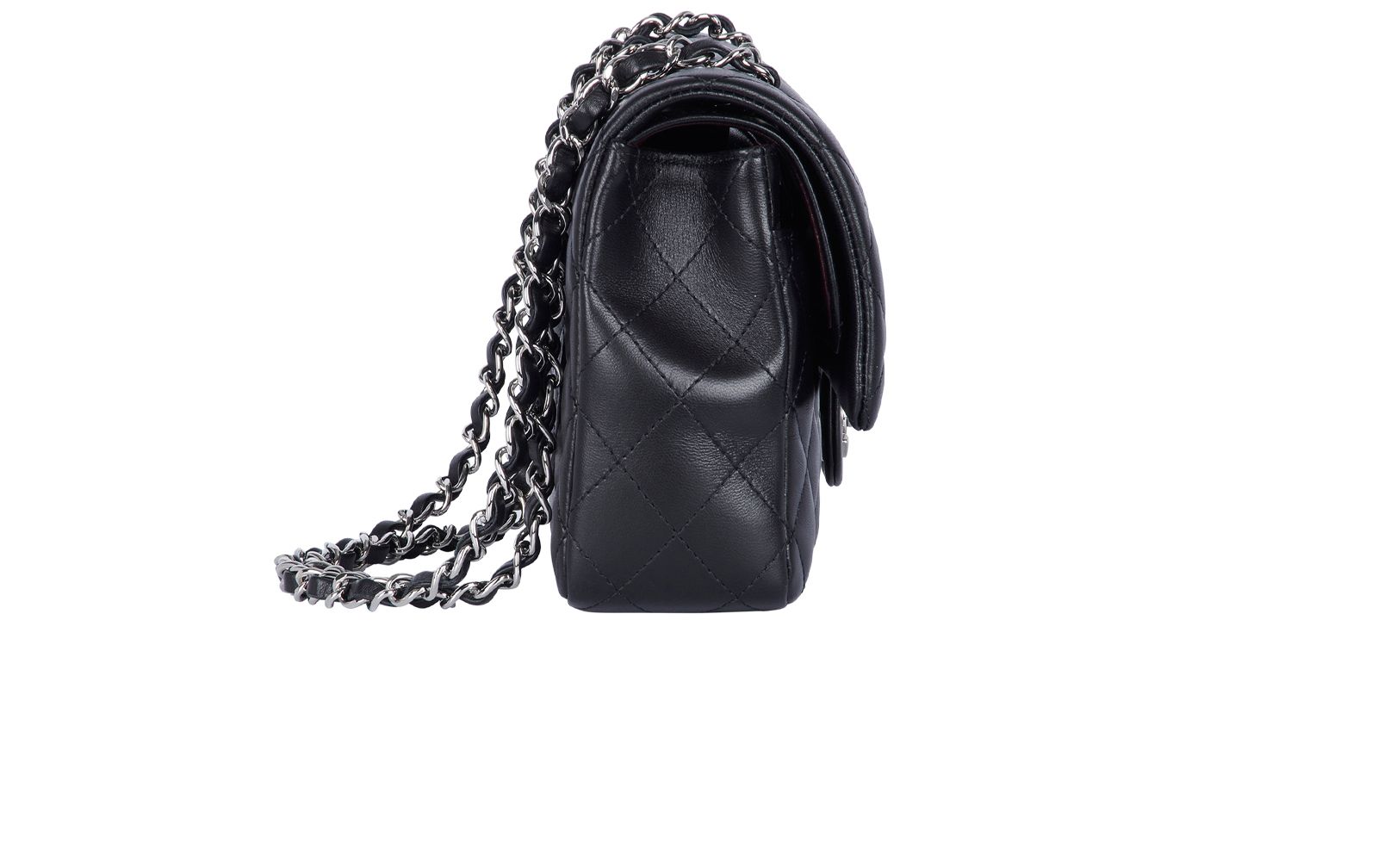 Chanel Classic Medium Double Flap, &pound;5,700, Handbags, Black, Lambskin Leather, Side view